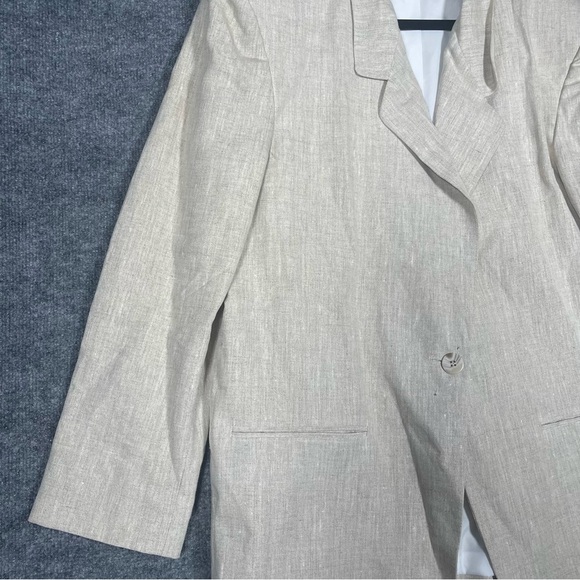 Character Womens 16 Beige 100% Pure Linen Blazer Business Spring Minimalist - Picture 4 of 11